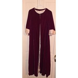 Women’s Velvet Long Coatigan in Deep Burgundy